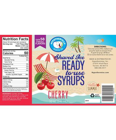 Cherry Hawaiian Snow Cone Syrup | 100% Pure Cane Sugar | Quart (32 Fl Oz) - Ideal for Slushies, Icees, Popsicles, Cocktails, and More! - Buy Online on GoSupps.com