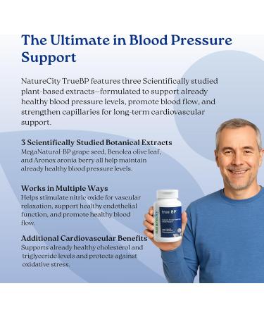 NatureCity True-BP | Supplements to Support Blood Flow for Heart Health | MegaNatural-BP 80mg 16% Oleuropein (60 Veggie Capsules) Non-GMO Gluten Free - Buy Online on GoSupps.com