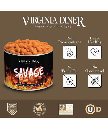 Virginia Diner Gourmet Savage Raging Inferno Spicy Virginia Peanuts - 18oz Tin - Buy Online on GoSupps.com