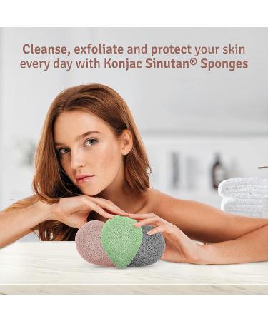 Sinutan Konjac Sponge Set | 100% Natural Bamboo Activated Carbon & Green Tea | Detox Facial Cleaning Sponges | Eco-Friendly Gift Idea - Buy Online on GoSupps.com