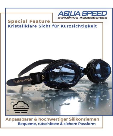 Aqua Speed Lumina Prescription Swimming Goggles - Anti-Fog Dioptria -1.5 to -8.0 Includes 5 Nose Bridges & Box | Black Tint -4.5 - Buy Online on GoSupps.com