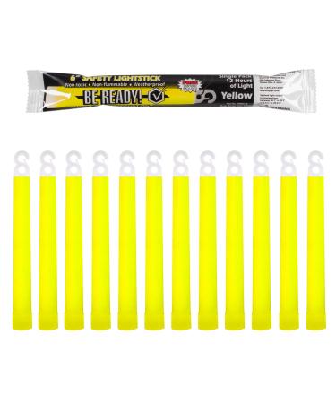Be Ready Yellow Glow Sticks - Industrial Grade 12 Hour Illumination Emergency Safety Chemical Light Glow Sticks 12 Pack