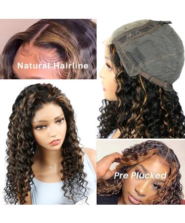 Super Idol Highlight Ombre Deep Wave Lace Front Human Hair Wig 16 1B/30 for Black Women - Pre Plucked 150% Density Free Part Baby Hair - Buy Online on GoSupps.com