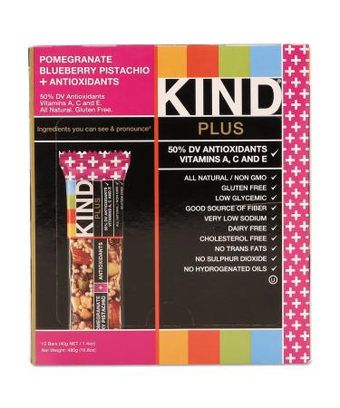 KIND 17221 Plus Nutrition Boost Bar - Pomegranate Blueberry Pistachio 1.4 oz 12/Box | Antioxidant Rich Energy Snack - Buy Online on GoSupps.com
