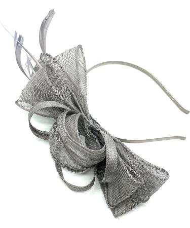 Ladies Large Feather Aliceband/Clip Fascinator for Weddings Races Royal Ascot Hair Piece Silver - Buy Online on GoSupps.com