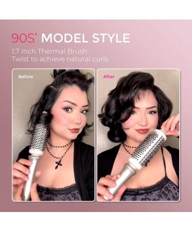 TYMO Thermal Brush - 2 in 1 Heated Round Brush & Curling Styler for Effortless Hair Straightening - Dual Voltage Quick & Easy Blowout Brush - Buy Online on GoSupps.com