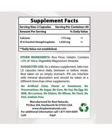 Best Naturals IP-6 510mg 180 Capsules - Boost Immune Health & Cellular Function - Buy Online on GoSupps.com