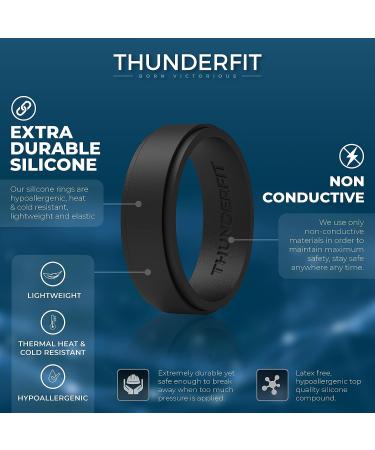 ThunderFit Silicone Wedding Rings for Men 2-Layer Step Edge - 10mm Width - 2.3mm Thick | Charcoal Black & Concrete Grey | Size 8.5-9 (18.9mm) - Buy Online on GoSupps.com