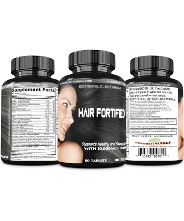HAIR FORTIFIED Hair Growth Vitamins - Biotin 10000 Mcg Keratin & Silica Supplement for Fuller Thicker Hair | 60 Tablets - Buy Online on GoSupps.com