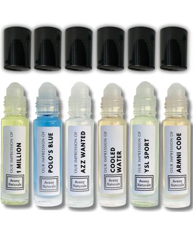 Men Body Oil Cologne - Replicant Perfume Perfume Oil Long Lasting Alt Fragrance Body Oil Gourmand Cologne 6 Pc (Sporty Man)