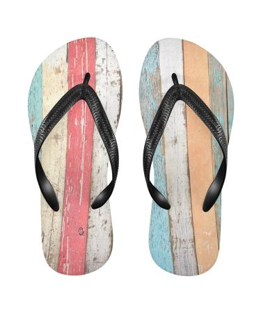 Mnsruu Vintage Wooden Board Flip Flops for Home Hotel Spa Bedroom Travel S for Men Women