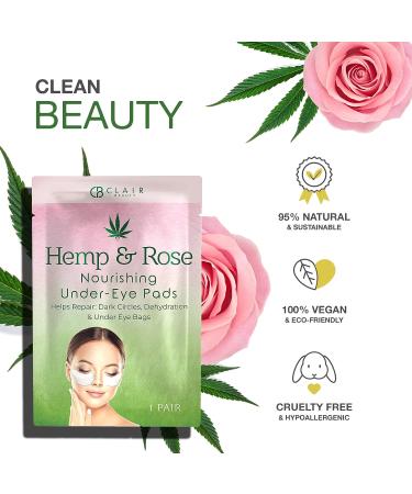 CLAIR BEAUTY Hemp & Rose Under Eye Mask Patches - Moisturizing & Replenishing - 5 Pairs - Buy Online on GoSupps.com