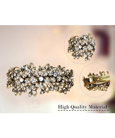 Crystal Rhinestone Metal Hair Barrette - Anti-Slip Hair Clamp for Thin & Thick Hair - Rose - Buy Online on GoSupps.com
