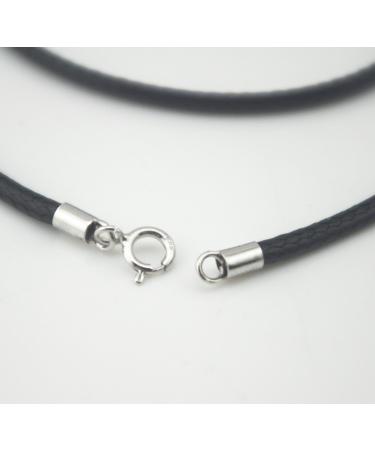Glory Qin Black Silk Braided Rope Chain 925 Silver Plated Clasp Necklace - 1.0mm x 20 Inches - Buy Online on GoSupps.com