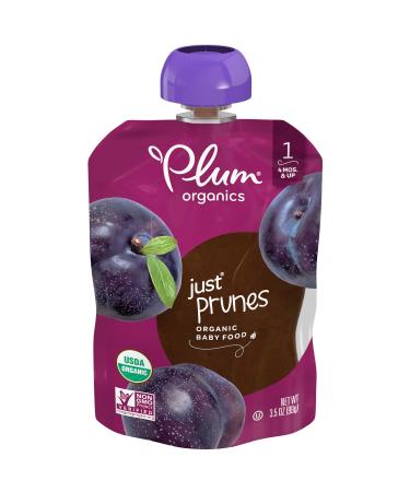 Plum Organics Baby Food Pouch | Stage 1 | Just Prunes | 4 Ounce | 12 Pack | Fresh Organic Food Squeeze | For Babies, Kids, Toddlers