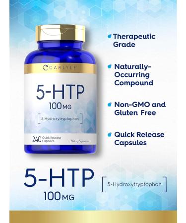Carlyle 5-HTP 100mg - 240 Capsules | Non-GMO & Gluten-Free | Enhance Mood & Sleep | International Shipping Available - Buy Online on GoSupps.com