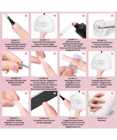 Phoenixy Poly Nail Gel Set - Complete 48W UV Lamp 8 Colors DIY Red Elegant Starter Kit with Base & Top Coat - Buy Online on GoSupps.com