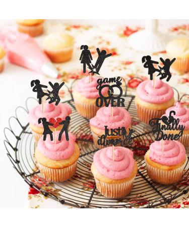 Ercadio 24 Pack Divorce Cupcake Toppers Black Glitter Finally Done Just Divorced Cupcake Picks Divorce Cupcake Picks for Break Up Theme Bachelor Freedom Party Cake Decoration Supplies - Buy Online on GoSupps.com