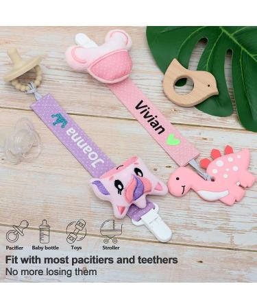 Personalized Pacifier Clip with Name - Ausbay Paci Holder for Boys and Girls - Cotton Fabric Leash for Pacifiers - Black Elephant Pattern - Buy Online on GoSupps.com