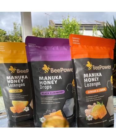 BeePower Manuka Honey Lozenges | 40 Lozenges, 6.7 Oz MGO 500+ (Ginger Lemon) | All Natural & Soothing - Buy Online on GoSupps.com