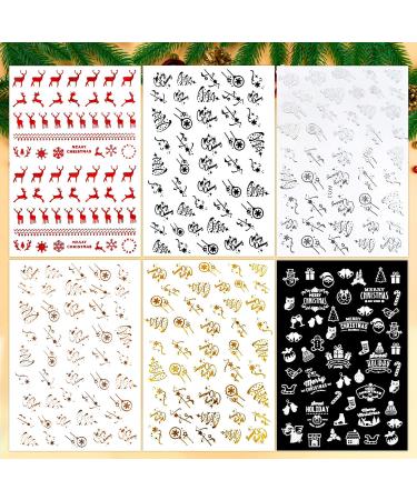 12 Sheets Christmas Nail Art Stickers Self Adhesive Nail Stickers Decals 5 Colors Snowflakes Christmas tree Merry Christmas Nail Art Decorations - Buy Online on GoSupps.com