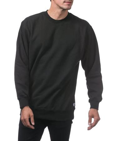 Pro Club Men's Heavyweight 13oz Crew Neck Fleece Pullover Sweatshirt - Black Medium - Buy Online on GoSupps.com
