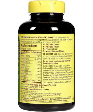 Nature Made Super Vitamin B-Complex Tabs 300 ct - Boost Energy and Support Overall Health - Buy Online on GoSupps.com