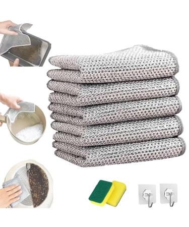 Double Stainless Steel Scrubber Graceiful Scrubber Non Scratch Wire Dish Cloth Multipurpose Wire Dishwashing Rags for Dishes Sinks Counters (5PCS)