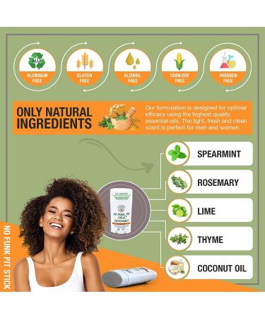 No Funk Pit Stick All Natural Deodorant - Fragrance Free, Aluminum Free, Gluten Free, Vegan - 24 Hour Odor Protection with Zinc Oxide & Bentonite Clay - Buy Online on GoSupps.com