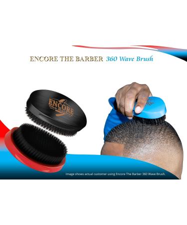 Encore Barber 360 Wave Brush - Medium Boar Bristle | Curved Palm for Men's Hair - Black - Buy Online on GoSupps.com