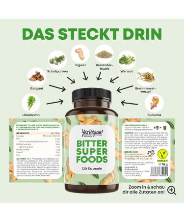 Bitter Fabrics Capsules - 120 Vegan Capsules with 11 Natural Herbs | Ginger Dandelion Turmeric & More | Enhance Digestion & Wellness - Buy Online on GoSupps.com