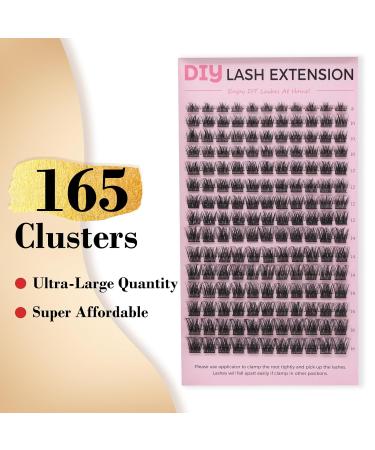 Cluster Eyelash Extensions - 165 PCS Wispy DIY Individual Lashes | Soft Mink False Eyelashes with Super Thin Band (C-8-16mix - Buy Online on GoSupps.com