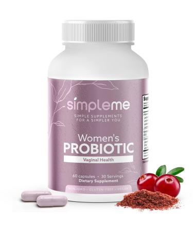 Simpleme Womens Probiotics with Prebiotics Cranberry - Vaginal Probiotics for Women - For pH Balance UTI Vaginal Health Gut Flora - Women's Probiotics Supplement Complex for Wellness - 60 Capsules