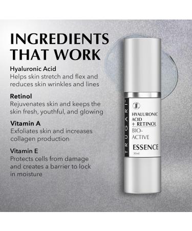 Hyaluronic Acid & Retinol Serum | Anti-Aging Facial Moisturizer with Vitamins A C E | Hydrating Day & Night Serum for Fine Lines | 30 ml - Buy Online on GoSupps.com