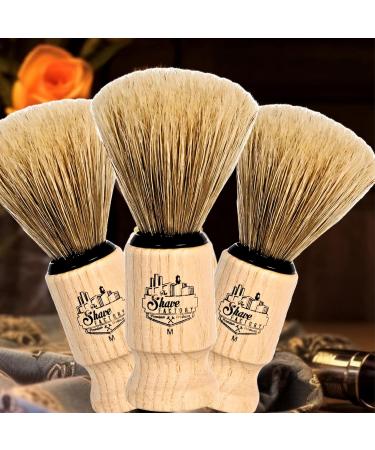 100% Pure Boar Bristle Shaving Brush - Medium Beech Wood Handle | The Shave Factory for Ultimate Shave Experience - Buy Online on GoSupps.com