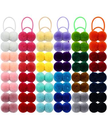 Dizila 48 Pieces/24 Pairs Candy Colors Cute Small Fuzzy Pompom Hair Ties Scrunchies Pom Pom Elastics Pigtail Ponytail Holders Fluffy Balls Rubber Bands Ropes Hair Accessories for Baby Girls Kids - Buy Online on GoSupps.com