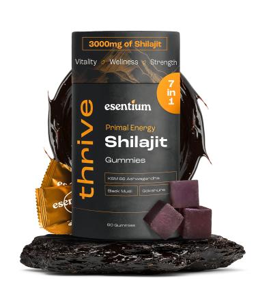 Gold Shilajit Gummies for Men - Pure Himalayan Natural Resin & Ashwagandha Black Musli Gokshura - Shilajit for Strength and Focus - 7-in-1 Shilajit Gummies