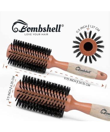 Sustainable Boar Bristle Round Brush with Birch Wood Handle - 2.5 inch for Styling, Blowouts and Curling - Buy Online on GoSupps.com