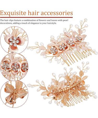 FRCOLOR Bride Wedding Hair Comb Pearl Flower Hair Piece Rhinestone Hair Accessories Hair Forks Hair Styling Hairpins for Women - Buy Online on GoSupps.com