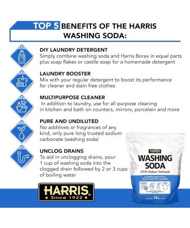 Harris Washing Soda 10lb - Sodium Carbonate Laundry Booster & Multipurpose Cleaner for Effective Cleaning | International Shipping Available - Buy Online on GoSupps.com