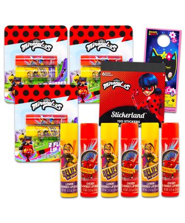 SCREEN LEGENDS Miraculous Ladybug Lip Balm Set - Bundle with 6 Miraculous Ladybug Lip Balm Tubes Stickers and More | Cat Noir Lip Balm Kit for Kids