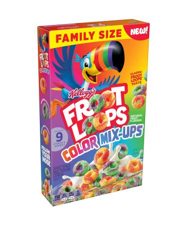 Kelloggs Froot Loops Color Mixups Breakfast Cereal, Fruit Flavored, Kids Snacks, Family Size, Original, 13oz Box (1 Box)