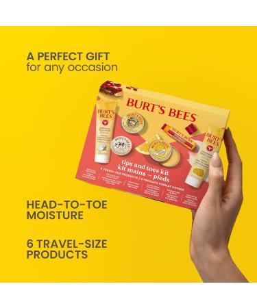 Burt's Bees Valentine's Day Gifts Ideas Tips and Toes Kit 6 Travel Size Products - Pomegranate Moisturizing Lip Balm 2 Hand Creams Foot Cream Cuticle Cream and Hand Salve Tips & Toes Set 6 Count - Buy Online on GoSupps.com