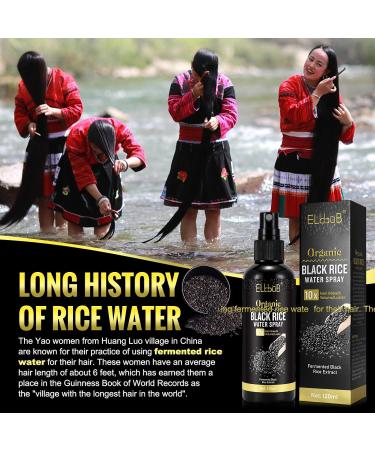 Black Rice Water Hair Growth Serum Spray - Natural Vegan Regrowth Treatment with Castor Oil & Ginger for Damaged Hair - Boost Thickness & Luster - Buy Online on GoSupps.com