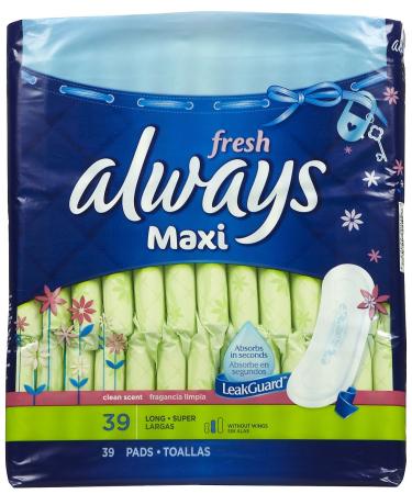 Always Maxi Long Pads Fresh Scent - Super - 39 ct