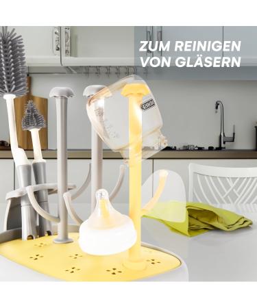 Easy Gleam 28 cm Bottle Brush - Durable High-Quality Cleaning Tool for Bottles Glasses & Jugs - Effortless Dirt Removal - Yellow Drip Frame - Buy Online on GoSupps.com