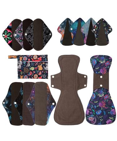 13pcs Set 1pc Mini Wet Bag + 12pcs Charcoal Bamboo Mama Cloth/ Menstrual Pads/ Reusable Sanitary Pads