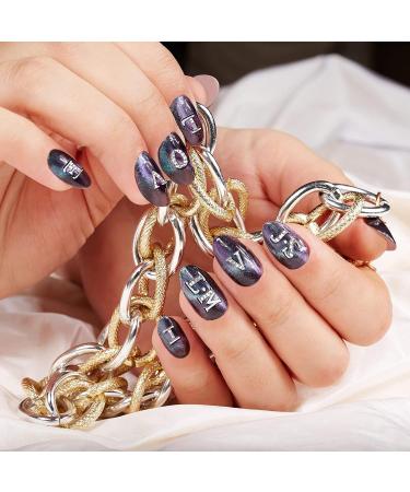 PAGOW Rhinestone Letters Nail Studs - 52Pcs Silver 3D Capital Alphabet Metal Art for DIY Manicure and Crafts - Buy Online on GoSupps.com