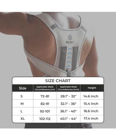 Boldfit Posture Corrector for Men & Women - Adjustable Grey Back Brace for Pain Relief & Posture Correction - Breathable Support Belt (Small - Buy Online on GoSupps.com