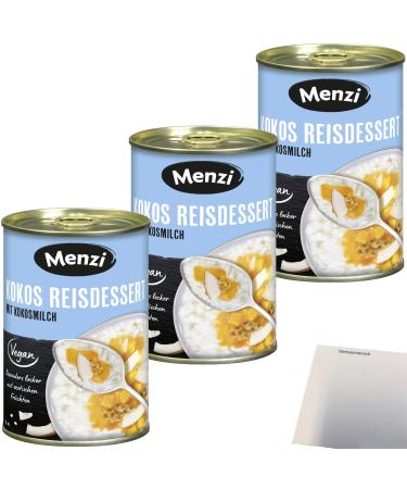 Menzi Lot de 3 desserts de riz en coco (3 bo tes de 400 g) + bloc usy